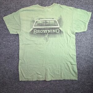 Browning T Shirt Mens Large Green Homeland Security Hunting Graphic Tee READ